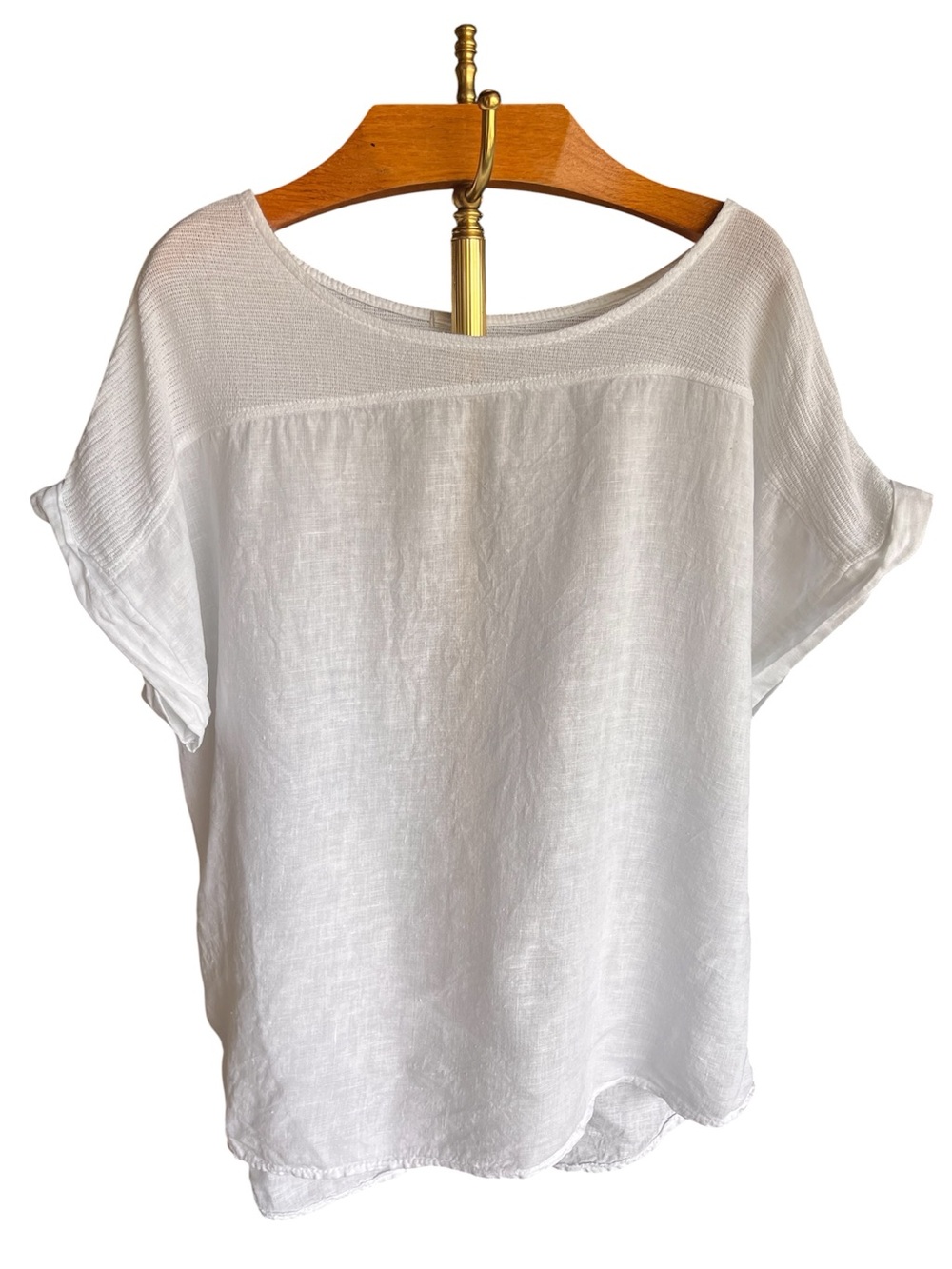 Unbranded Made in Italy Linen Cotton Crochet Relaxed Short SleeveTunic Top 1X